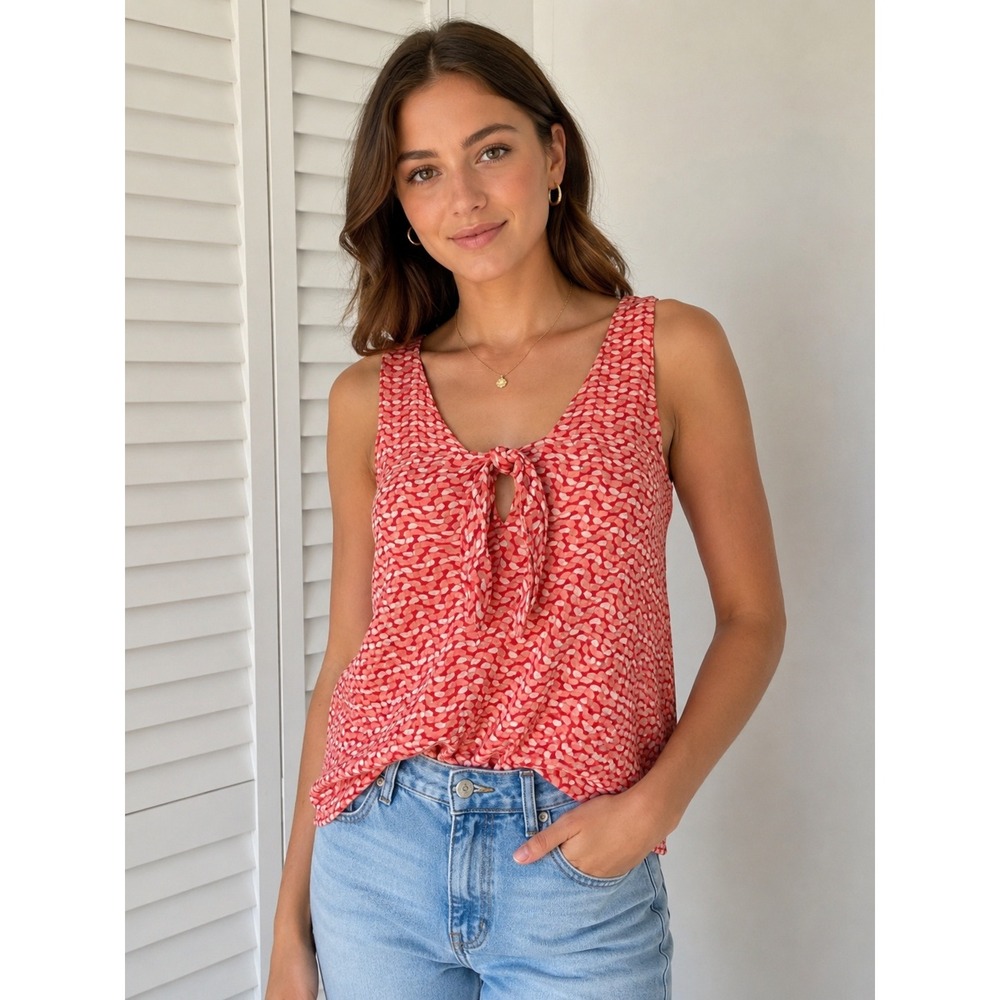 Maeve Verena Tie Front Blouse Top Size S Preppy Twee Summer Retro Mod Summer
